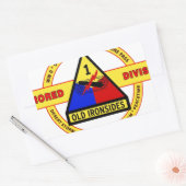 1E PANTSERDIVISIE "OUDE IRONSIDES" RECHTHOEKIGE STICKER (Envelop)