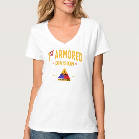 1e Pantserdivisie "Oude Ironsides" Vrouwen T-shirt (Voorkant)