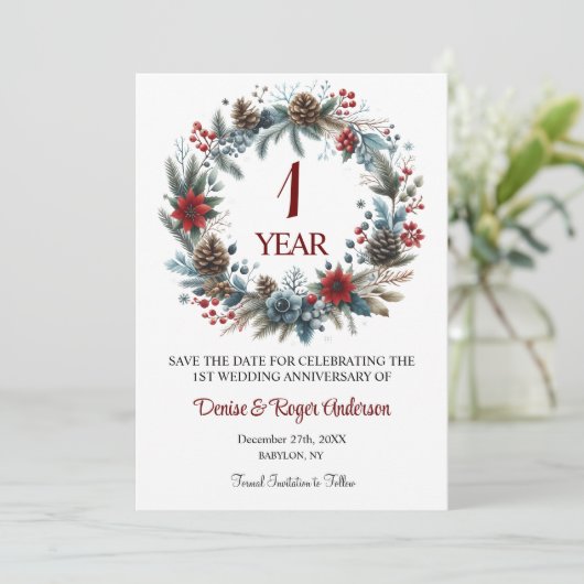 1e Paper Wedding Jubileum Winter Save The Date (Staand voorkant)