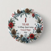1e papier bruiloft Jubileum Elegant Winter Ronde Button 5,7 Cm (Voorkant)