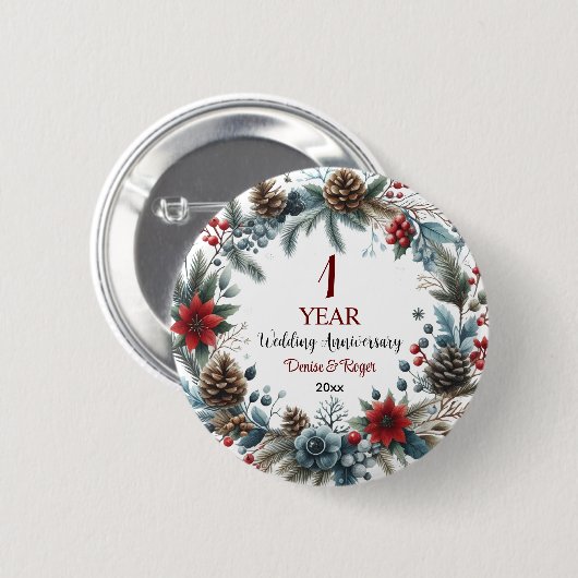 1e papier bruiloft Jubileum Elegant Winter Ronde Button 5,7 Cm (Voorkant /achterkant)