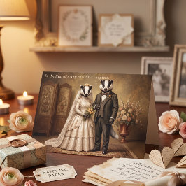 1e papieren huwelijksjubileum Vintage das Kaart