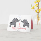1e papieren trouwdag Leuke olifantenkaart Kaart (Gele Bloem)