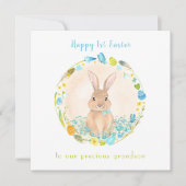 1e Pasen Kaart Bunny Blue Kleinzoon Paaskaart (Voorkant)