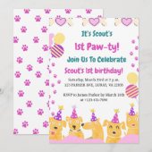 1e PAW-TY! Eerste verjaardag Kaart (Voorkant / Achterkant)
