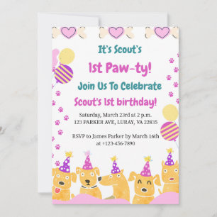 1e PAW-TY! Eerste verjaardag Kaart