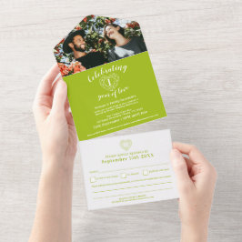1e peridot huwelijksjubileum foto met RSVP All In One Uitnodiging