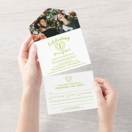 1e peridot huwelijksjubileum foto met RSVP All In One Uitnodiging