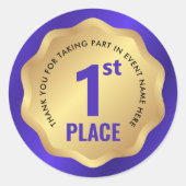 1e plaats evenement medaille winnaar sticker blauw (Voorkant)