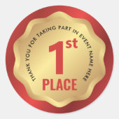1e plaats evenement medaille winnaar sticker rood (Voorkant)