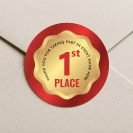 1e plaats evenement medaille winnaar sticker rood