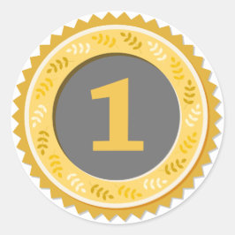 1e plaats gouden medaille donker ronde sticker