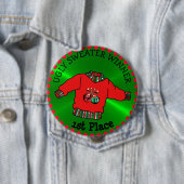 1e plaats Lelijke trui Winnaar Kerst Gouden Medail Ronde Button 4,0 Cm (In situ)