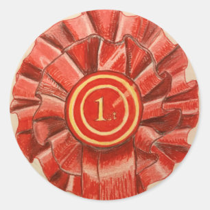 1e plaats rode rosette-sticker ronde sticker