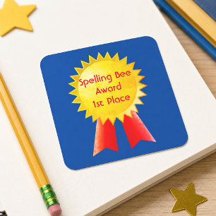 1e plaats spellingwedstrijd thuisonderwijs award v vierkante sticker