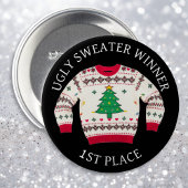 1e plaats Ugly Sweater Winnaar | Grappige kerst Ronde Button 7,6 Cm