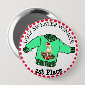 1e plaats Ugly Sweater Winner Christmas Contest Ronde Button 4,0 Cm (Voorkant /achterkant)