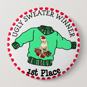 1e plaats Ugly Sweater Winner Christmas Contest Ronde Button 4,0 Cm