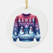 1e plaats Winnaar Ugly Sweater Blauw Rood Paarse Keramisch Ornament (Voorkant)