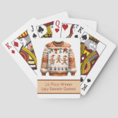 1e plaats Winnaar Ugly Sweater Contest Gingerbread Pokerkaarten (Achterkant)