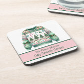 1e plaats Winnaar Ugly Sweater Contest Groen Roze Bier Onderzetter (Linkerzijde)