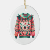 1e plaats Winnaar Ugly Sweater Contest Pink Green Keramisch Ornament (Rechts)