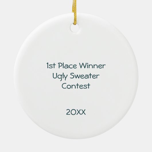 1e plaats Winnaar Ugly Sweater Contest Pink Green Keramisch Ornament (Achterkant)