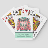 1e plaats Winnaar Ugly Sweater Contest Pink Green Pokerkaarten (Achterkant)