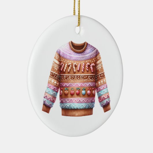 1e plaats Winnaar Ugly Sweater Contest Roze Paarse Keramisch Ornament (Rechts)