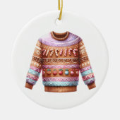 1e plaats Winnaar Ugly Sweater Contest Roze Paarse Keramisch Ornament (Voorkant)