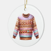 1e plaats Winnaar Ugly Sweater Contest Roze Paarse Keramisch Ornament (Links)