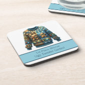 1e plaats Winnaar Ugly Sweater Contest Tree Lights Bier Onderzetter (Linkerzijde)