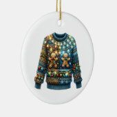 1e plaats Winnaar Ugly Sweater Contest Tree Lights Keramisch Ornament (Rechts)