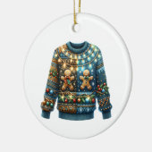 1e plaats Winnaar Ugly Sweater Contest Tree Lights Keramisch Ornament (Links)