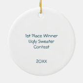 1e plaats Winnaar Ugly Sweater Contest Tree Lights Keramisch Ornament (Achterkant)