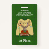 1e plek Ugly Sweater Kerstwinnerbadge Badge (Voorkant)