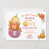 1e pompoen verjaardag oogstfeest roze meisjes kaart (Voorkant)