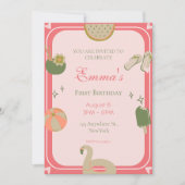 1e Pool Party verjaardagsuitnodigingen foto. Kaart (Voorkant)