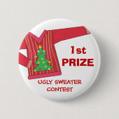 1e Prijs Ugly Sweaters Holiday Button (Voorkant)