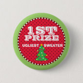 1e Prijs Ugly Sweaters Holiday Button (Voorkant)
