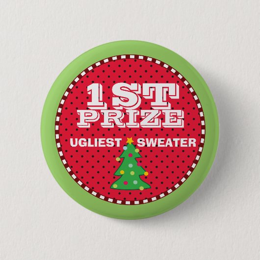 1e Prijs Ugly Sweaters Holiday Button (Voorkant)