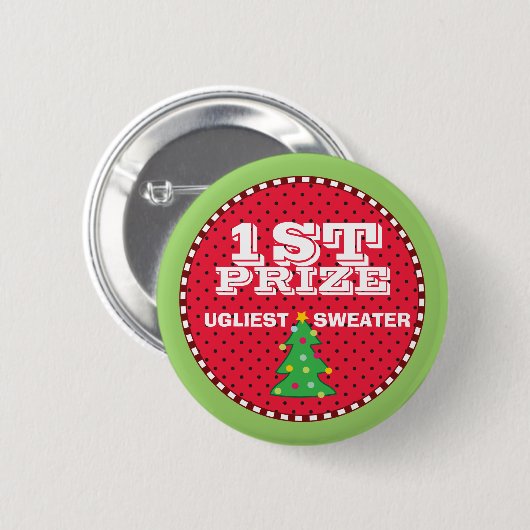 1e Prijs Ugly Sweaters Holiday Button (Voorkant /achterkant)