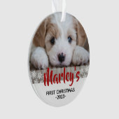 1e Puppy Afbeelding Gepersonaliseerde Kerstversier Ornament (voorkant)