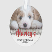 1e Puppy Afbeelding Gepersonaliseerde Kerstversier Ornament (voorkant)