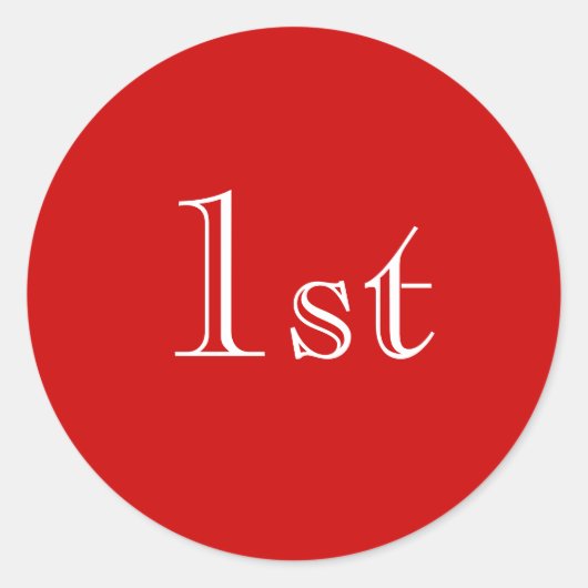 1e. Red en White. Mooi eenvoudig ontwerp. Custom Ronde Sticker (Voorkant)