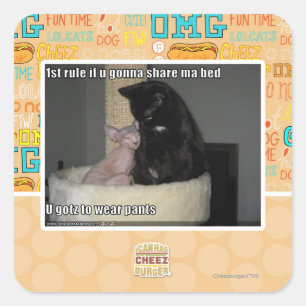 1e regel als ik Ma Bed ga delen Vierkante Sticker