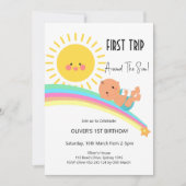 1e reis rond de verjaardag van de zonjongetje kaart (Voorkant)