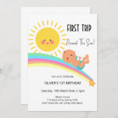 1e reis rond de verjaardag van de zonjongetje kaart (Voorkant / Achterkant)