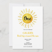 1e Reis Rond de Zon 1 Verjaardagsfeestje Kaart (Voorkant)