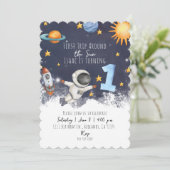 1e reis rond de zon baby jongens eerste verjaardag kaart (Staand voorkant)